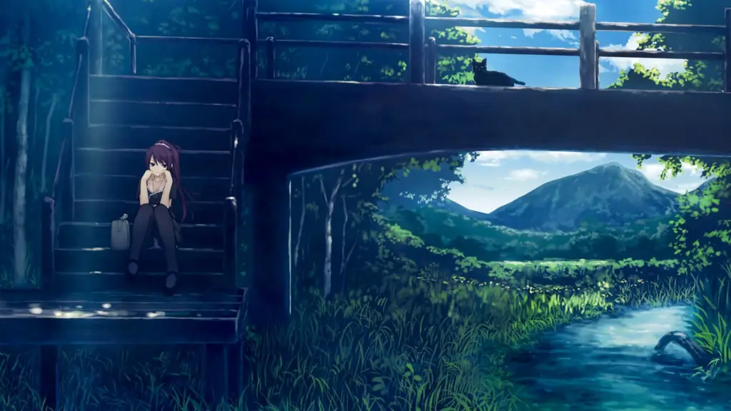 Mencari Kedamaian dalam Kesendirian Gambar anime karakter duduk sendirian di alam