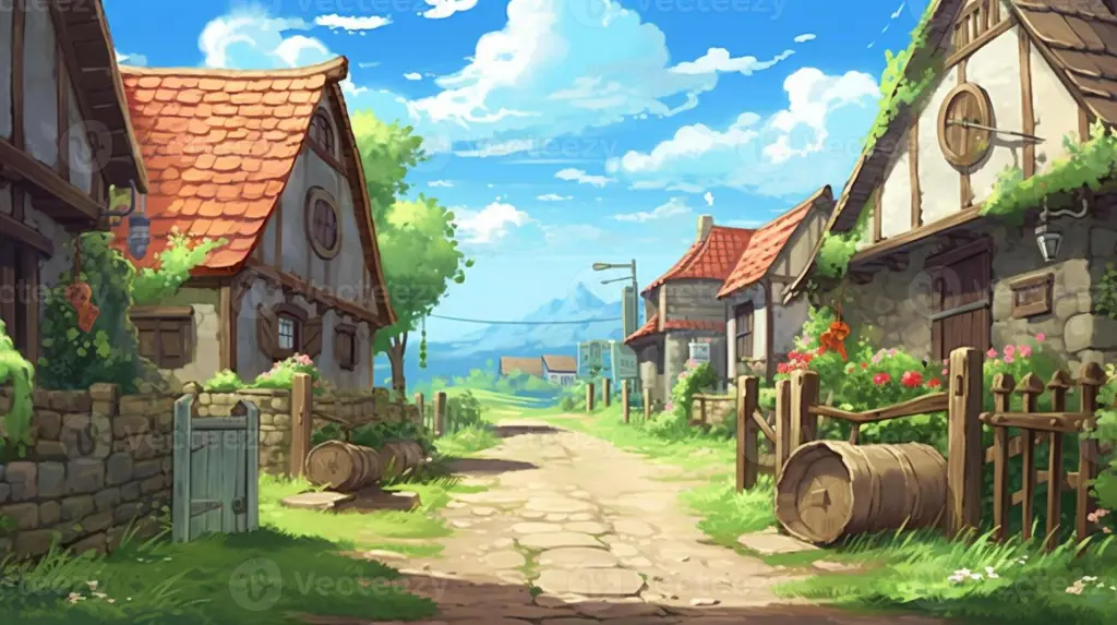 Keindahan pedesaan dalam anime Pemandangan pedesaan yang damai bergaya anime