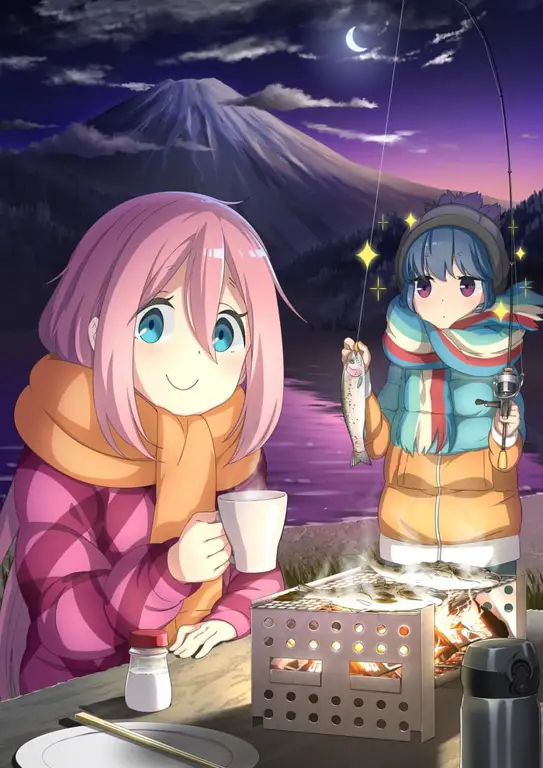 Petualangan berkemah yang menyenangkan Gadis-gadis anime berkemah di alam