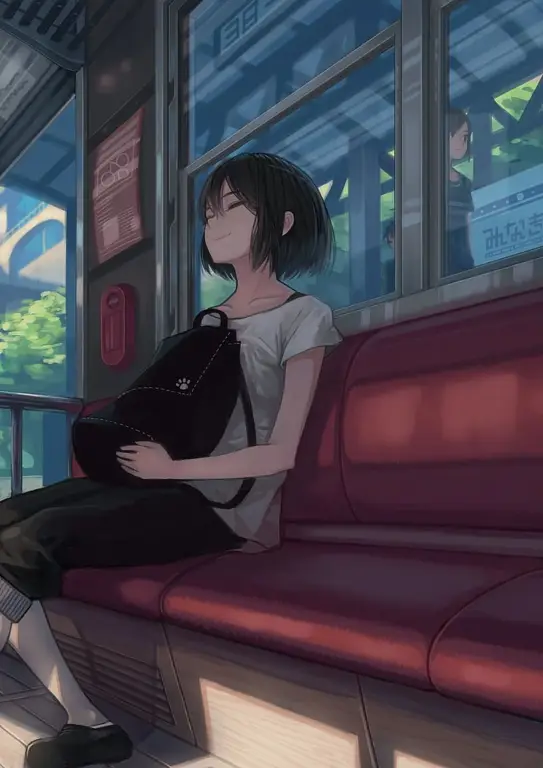 Momen-momen santai dan persahabatan Gadis-gadis anime yang lucu sedang bersantai bersama