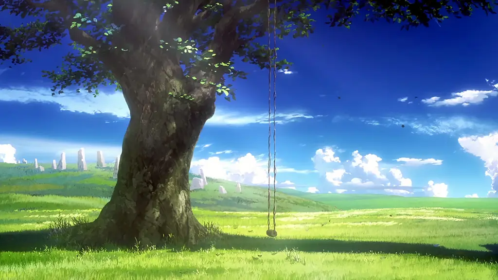 Suasana Tenang Gambar pemandangan anime yang damai