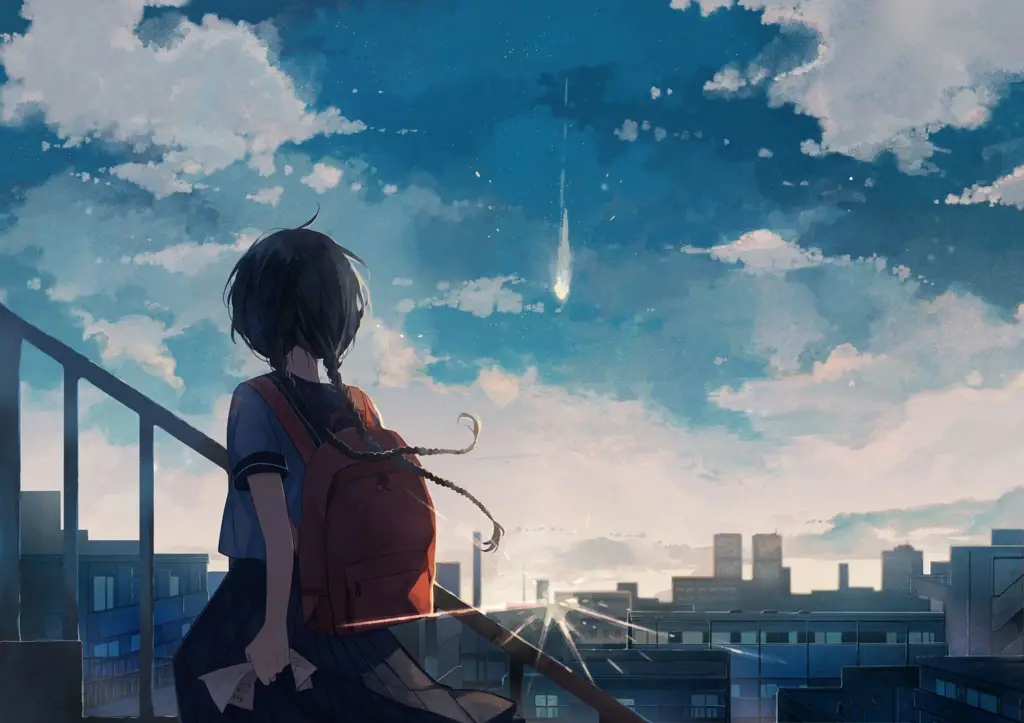 Suasana tenang pedesaan Pemandangan alam anime yang damai