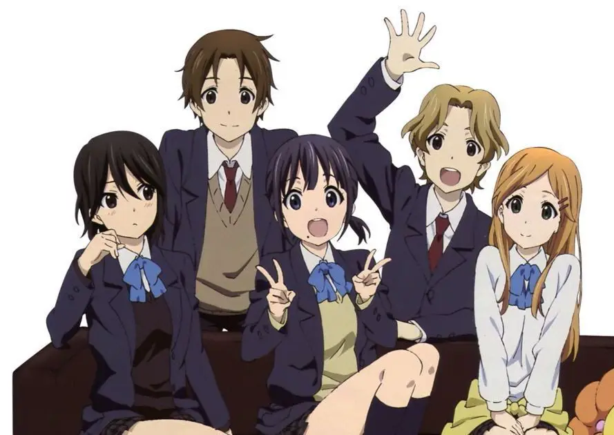 Persahabatan yang Kuat Gambar sekelompok teman bergaya anime, menggambarkan tema persahabatan