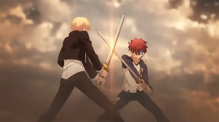 Petualangan yang Menegangkan Gambar adegan pertarungan epik dalam anime, menggambarkan tema petualangan