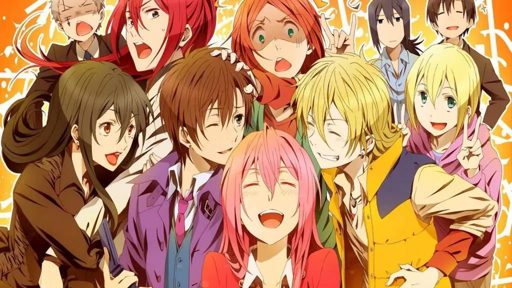 Persahabatan yang kuat di dunia anime Gambar sekelompok teman anime dengan ekspresi yang ramah dan penuh semangat