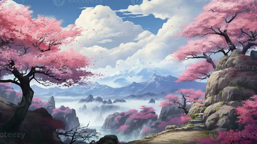 Dunia Fantasi Anime yang Menawan Gambar pemandangan anime fantasi yang indah