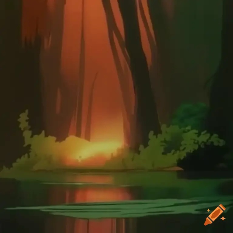 Petualangan di Hutan Misterius Gambar karakter anime di hutan misterius