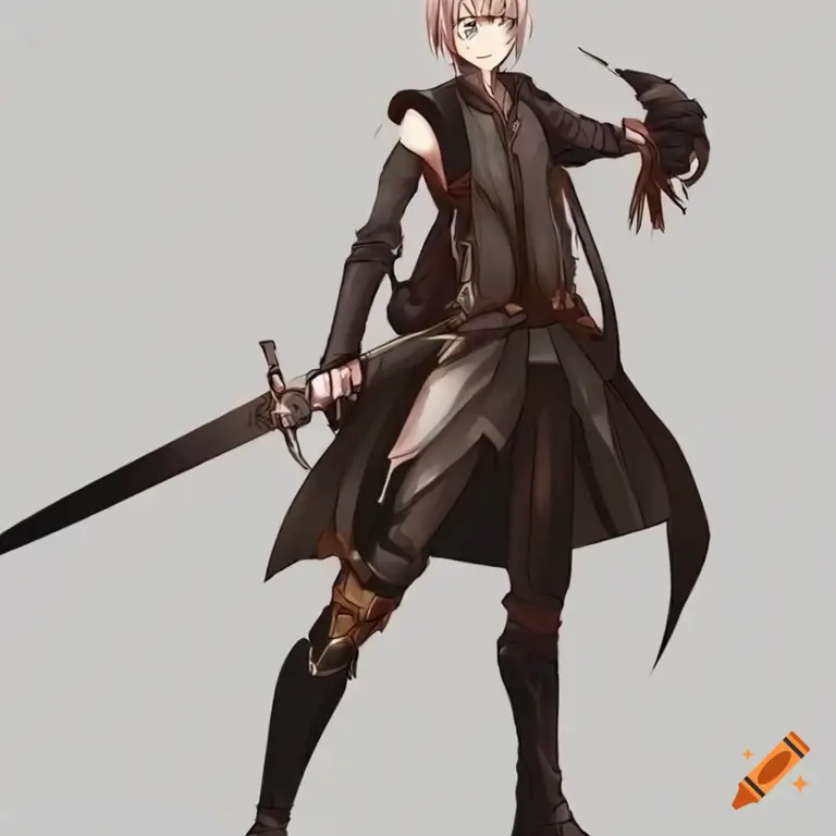 Karakter Anime dengan Pedang, Mirip Genji Ilustrasi karakter anime dengan pedang, mirip gaya Genji