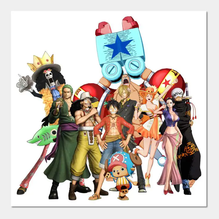 Gambar karakter-karakter utama dalam anime One Piece