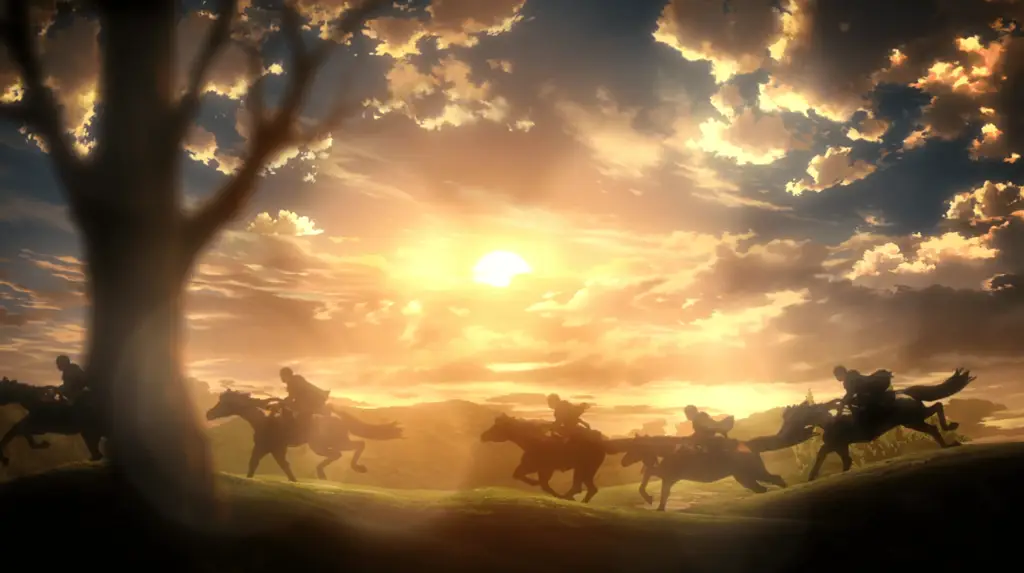 Adegan ikonik dari anime Attack on Titan Gambar adegan menegangkan dari Attack on Titan