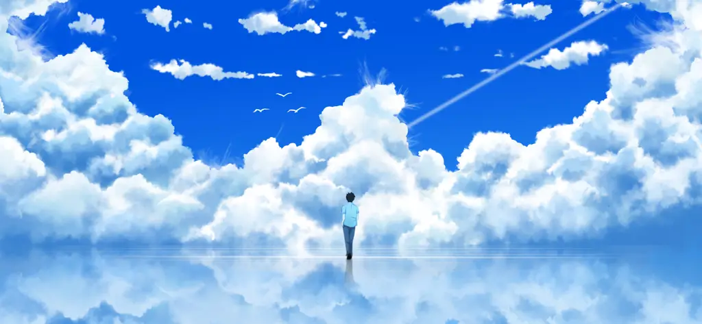 Pemandangan Anime yang Menciptakan Suasana Tenang Gambar pemandangan anime yang damai dan menenangkan