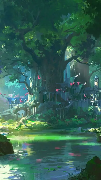 Dunia Fantasi yang Menakjubkan Gambar pemandangan anime fantasi