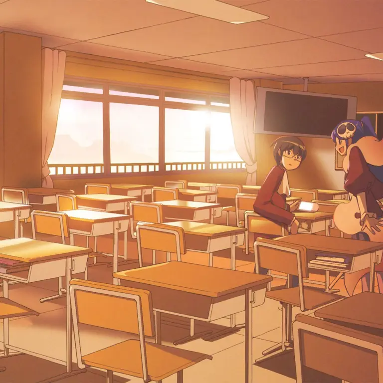 Adegan di Dalam Kelas Sekolah Gambar adegan kelas sekolah anime