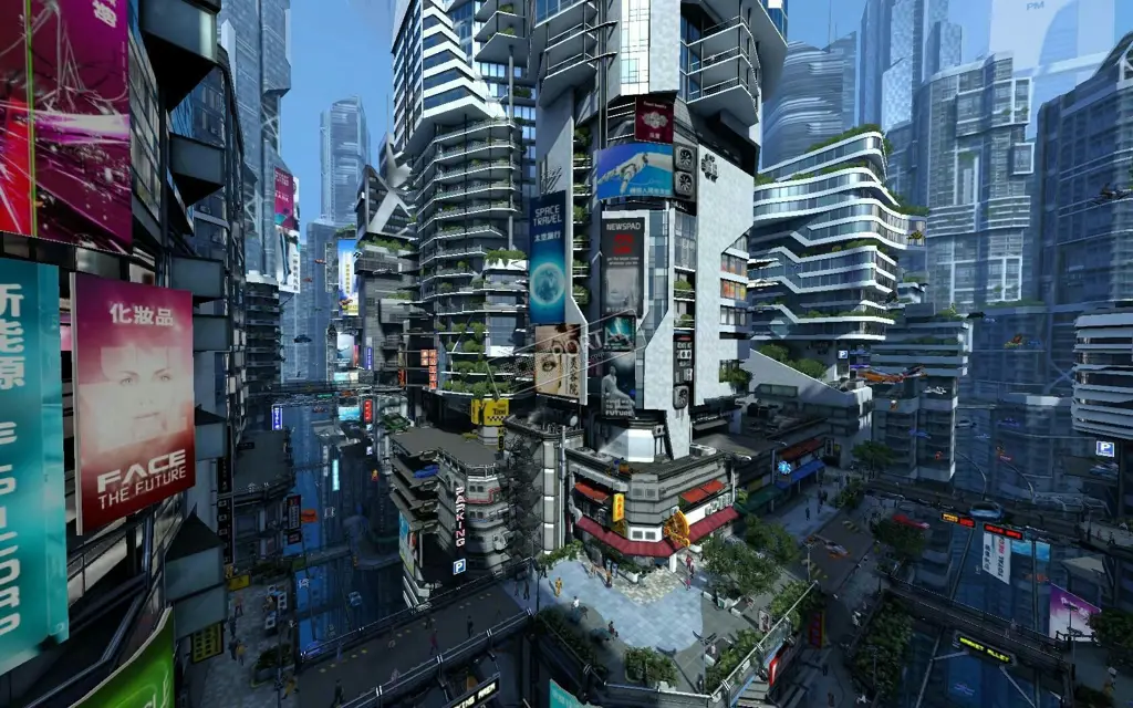 Pemandangan Kota Futuristik yang Menakjubkan Gambar pemandangan kota futuristik anime