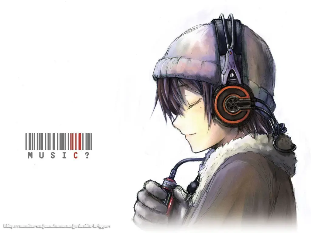 Ilustrasi Karakter Anime Cowok anime dengan headphone