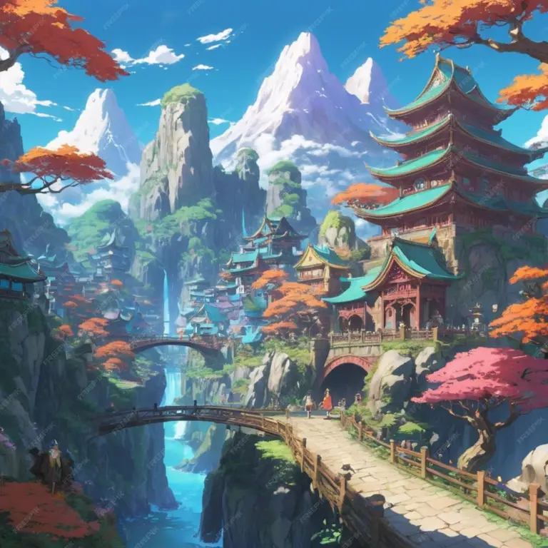 Petualangan di Dunia Fantasi Gambar pemandangan dunia fantasi dalam anime