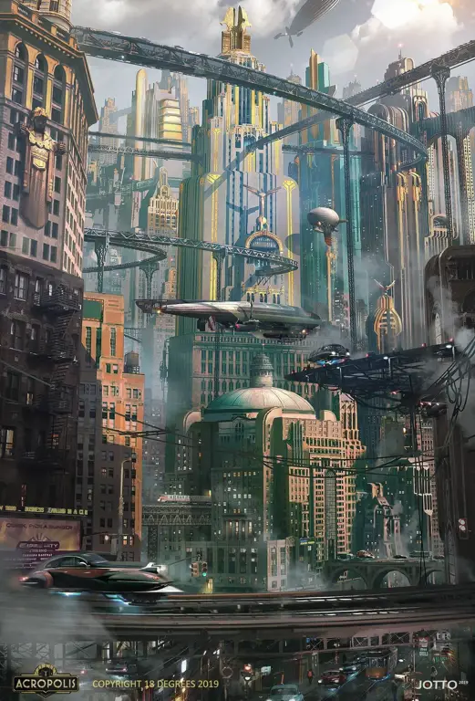 Pemandangan kota futuristik yang megah dan modern