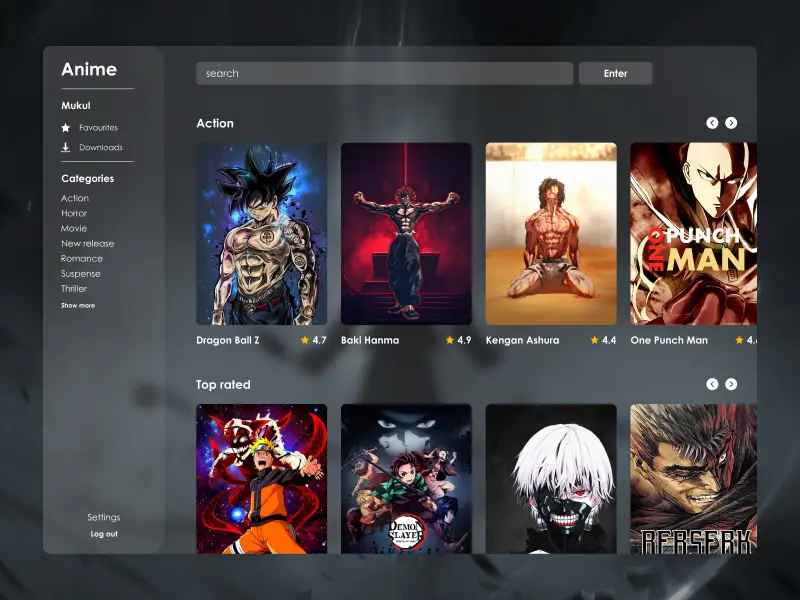 Cari Rekomendasi di Website Anime Contoh tampilan website rekomendasi anime