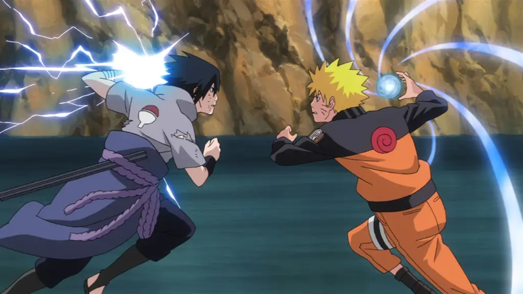 Pertempuran Karakter Anime Gambar karakter anime sedang bertarung dengan gaya dinamis