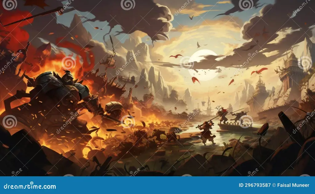 Adegan Pertarungan Epik Gambar adegan pertarungan epik dalam anime