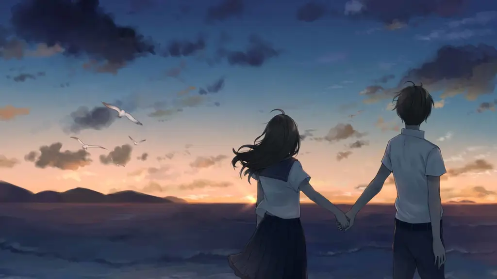 Pasangan Romantis dalam Anime Yaoi Gambar pasangan anime yaoi bergandengan tangan