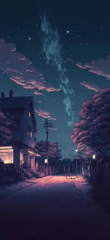 Ilustrasi latar belakang anime yang indah Latar belakang anime estetis