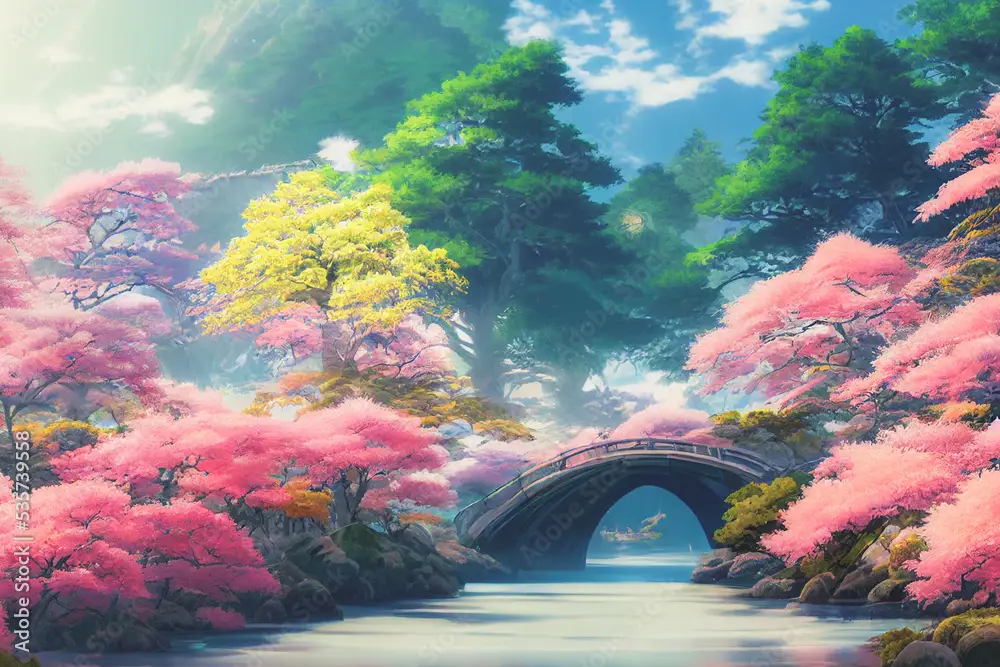 Pemandangan Anime yang Menawan Gambar pemandangan anime yang indah sebagai latar belakang cerita