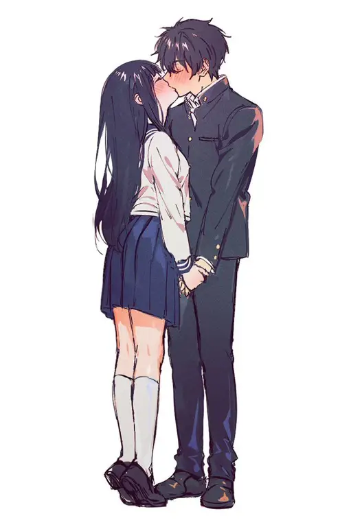 Adegan Romantis Anime Yaoi Dua karakter anime laki-laki sedang berciuman