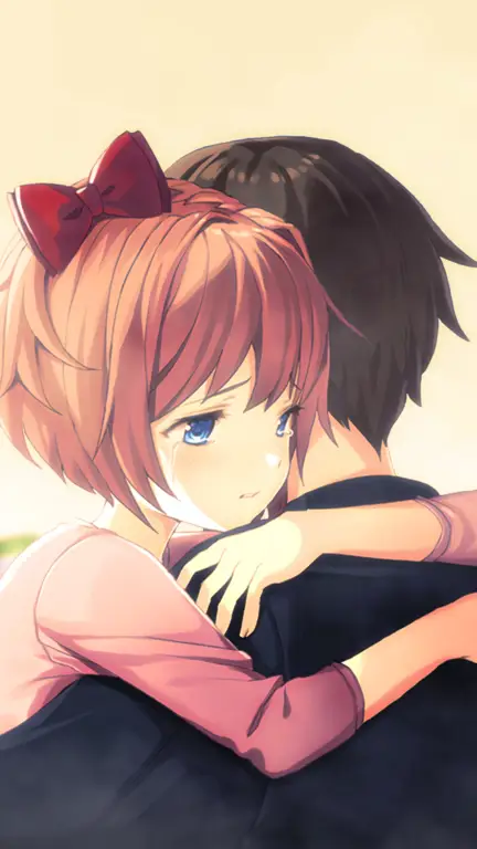Ilustrasi pasangan anime yang bahagia Pasangan anime yang bahagia dan sedang jatuh cinta