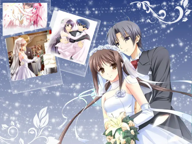 Momen pernikahan dalam anime romantis Pasangan anime yang menikah dalam sebuah upacara pernikahan