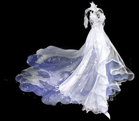 Detail gaun pengantin anime yang memukau Gaun pengantin anime yang indah dan elegan
