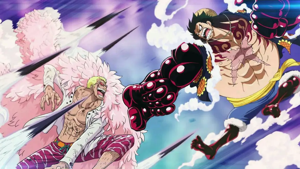Adegan pertarungan anime yang epik Karakter anime sedang bertarung