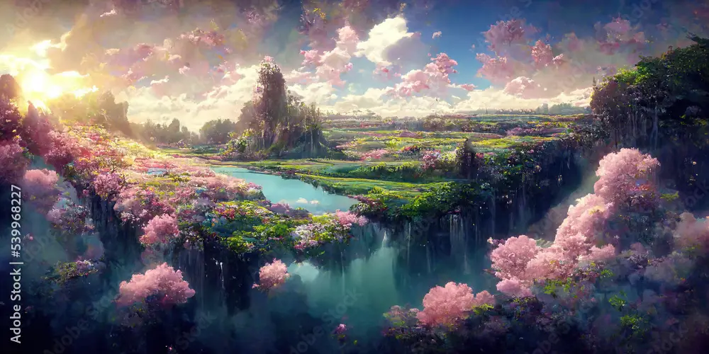 Dunia Fantasi Anime Pemandangan fantasi anime yang indah