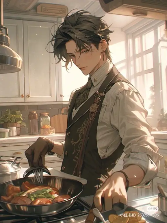 Karakter Anime Koki Sopan Ilustrasi karakter anime koki yang sopan