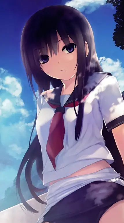 Gadis-gadis anime imut dalam seragam sekolah Ilustrasi gadis anime imut dengan seragam sekolah