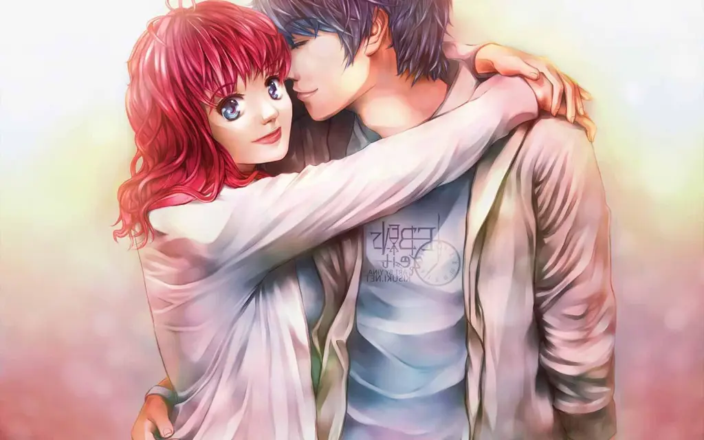 Momen romantis yang mengharukan Gambar pasangan anime romantis
