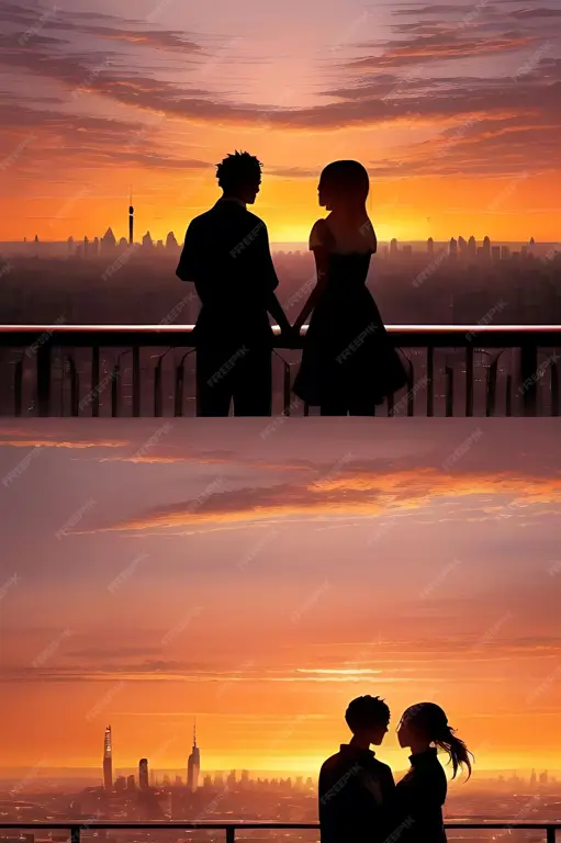 Pasangan Anime Romantis Ilustrasi pasangan anime romantis
