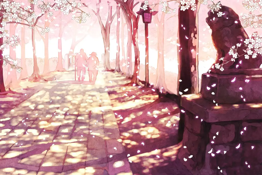 Latar Belakang Sakura Anime Latar belakang bergaya anime Jepang dengan bunga sakura