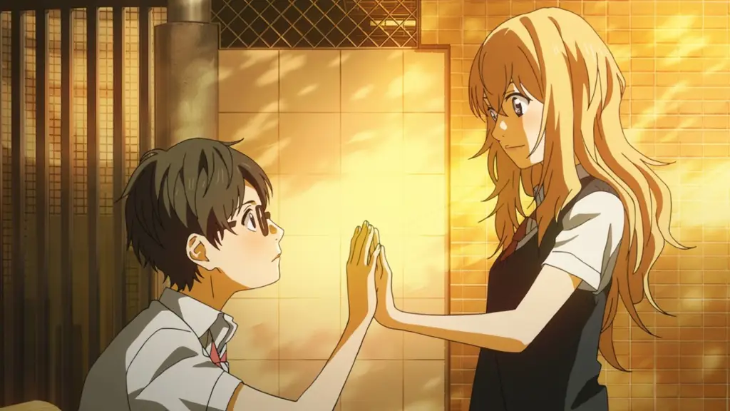 Kisah cinta remaja di sekolah Adegan romantis anime di sekolah
