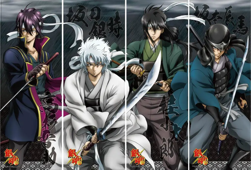 Gintama: Komedi Absurd yang Menghibur Gambar karakter-karakter utama dari anime Gintama